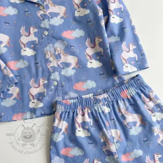 Bomullstyg Unicorns love blue
