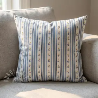 Bomullstyg Fine flowers STRIPE blue