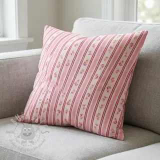 Bomullstyg Fine flowers STRIPE pink