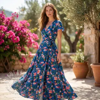 Viskos STRETCH Flowers Dorothia digital print