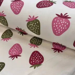 Teplákovina počesaná JOGGING Strawberries ecru