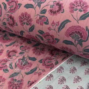 Dubbelgasväv/muslin STEPPED Flowers mauve
