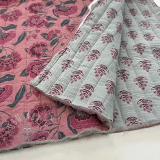 Dubbelgasväv/muslin STEPPED Flowers mauve