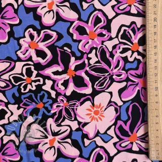 Viskos STRETCH Flowers Junie black
