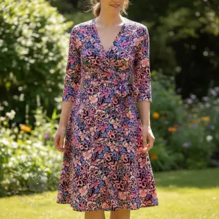 Viskos STRETCH Flowers Junie black