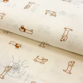 Dubbelgasväv/muslin EMBROIDERY Dogs ecru