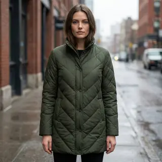 Prešívaná látka ZIG ZAG army green