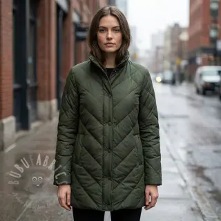 Vadderat tyg ZIG ZAG army green