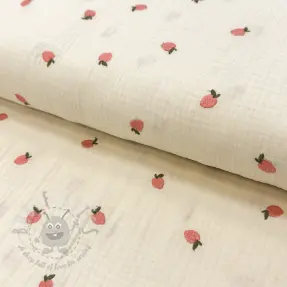 Dubbelgasväv/muslin EMBROIDERY Fruit peach SIMPLY NATURAL