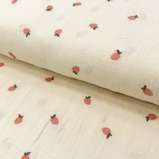 Dvojitá gázovina/mušelín EMBROIDERY Fruit peach SIMPLY NATURAL