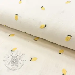 Dubbelgasväv/muslin EMBROIDERY Fruit yellow SIMPLY NATURAL