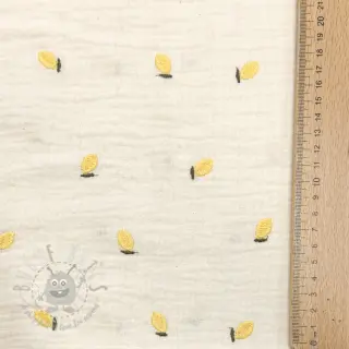 Dubbelgasväv/muslin EMBROIDERY Fruit yellow SIMPLY NATURAL
