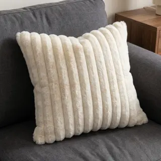 Umelá kožušina Stripes Luxe ecru