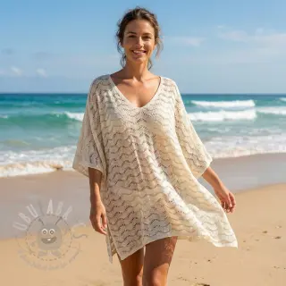 Stickat tyg jacquard LUREX ecru