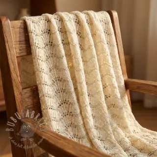 Stickat tyg jacquard LUREX ecru
