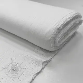 Dubbelgasväv/muslin BORDER Helene white