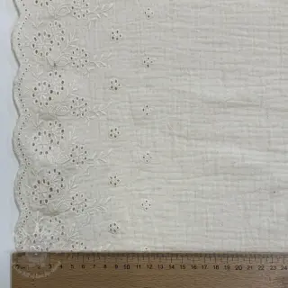 Dubbelgasväv/muslin BORDER Helene natural