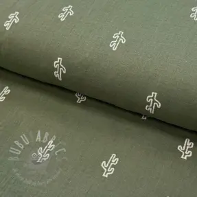 Dubbelgasväv/muslin EMBROIDERY Cactus green