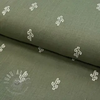 Dubbelgasväv/muslin EMBROIDERY Cactus green