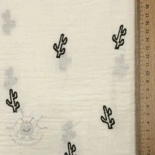 Dubbelgasväv/muslin EMBROIDERY Cactus SIMPLY NATURAL