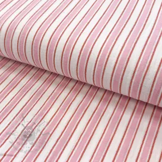Dubbelgasväv/muslin YARN DYED Stripe in stripe pink