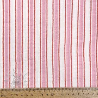 Dubbelgasväv/muslin YARN DYED Stripe in stripe pink