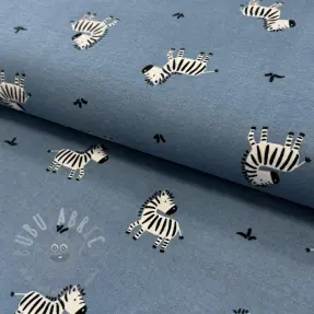 Bomullstyg FLANNEL Zebras blue