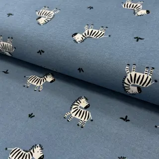 Bavlnená látka FLANNEL Zebras blue