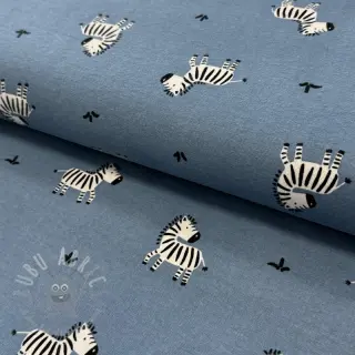 Bomullstyg FLANNEL Zebras blue