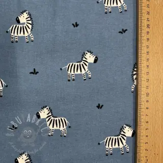 Bomullstyg FLANNEL Zebras blue