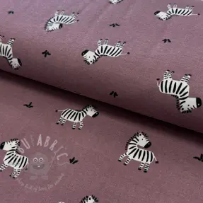 Bomullstyg FLANNEL Zebras mauve