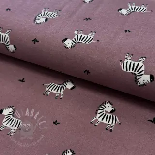 Bomullstyg FLANNEL Zebras mauve