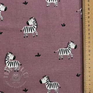Bomullstyg FLANNEL Zebras mauve