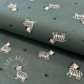 Bomullstyg FLANNEL Zebras green