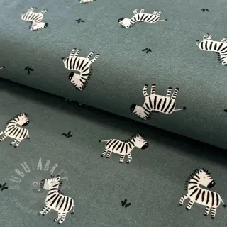 Bomullstyg FLANNEL Zebras green