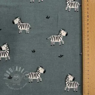 Bomullstyg FLANNEL Zebras green