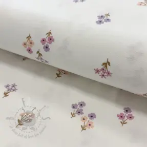 Bomullstyg FLANNEL Flowers white