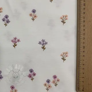 Bomullstyg FLANNEL Flowers white