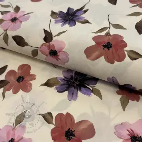 Bomullstyg VISCOSE Flowers offwhite digital print