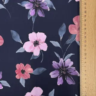 Bavlnená látka VISCOSE Flowers navy digital print