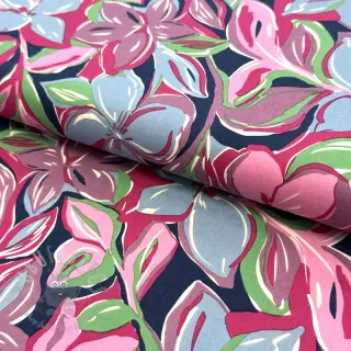 Bomullstyg VISCOSE Flowers green