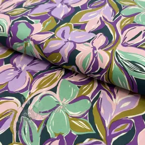 Bomullstyg VISCOSE Flowers cobalt