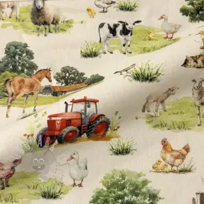 Dekorationstyg Cosy Farm Animals digital print