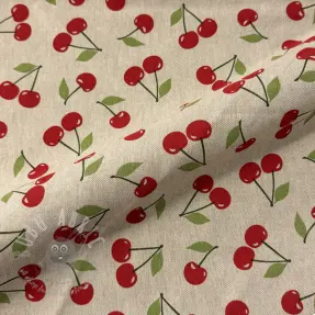Dekorationstyg Linenlook premium Cherry Happy Joy