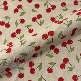 Dekorationstyg Linenlook premium Cherry Happy Joy