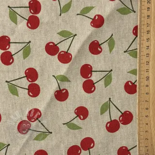 Dekorationstyg Linenlook premium Cherry Happy Joy