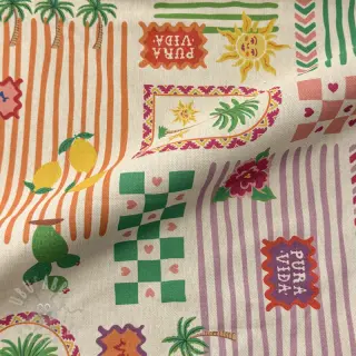 Dekorationstyg Linenlook Pura Vida Patch digital print