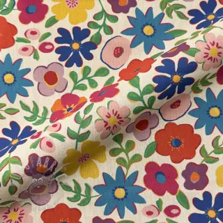 Dekorationstyg Linenlook Flower Fiesta Field digital print