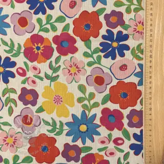 Dekorationstyg Linenlook Flower Fiesta Field digital print