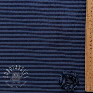 Viskos YARN DYED Stripes and flowers navy